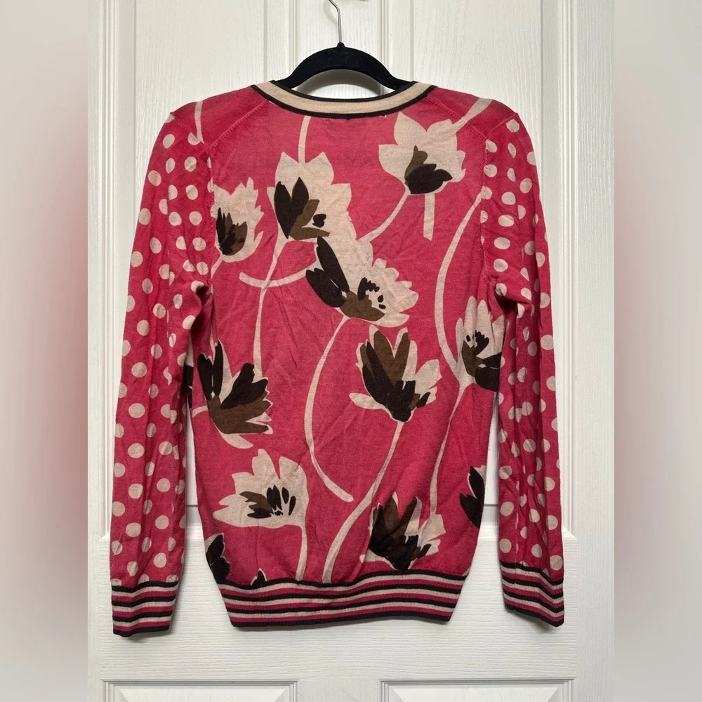 Boden Pink Floral Cardigan- 100% Wool